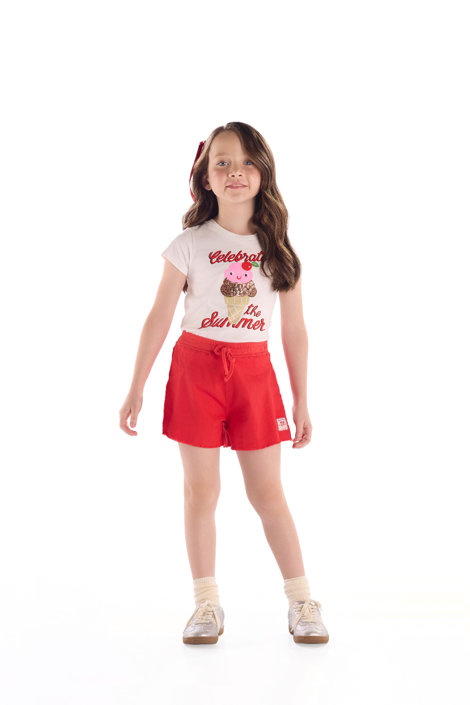 Blusa Infantil Feminina Estampa de Sorvete (Off White) Quimby